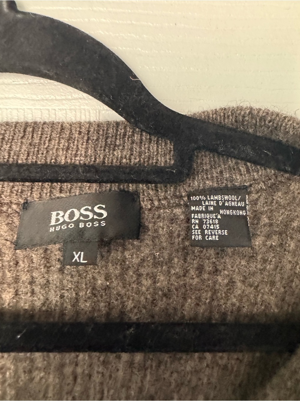 Hugo Boss Brown Ribbed Button-Placket Crewneck Sweater - Picture 2 of 4